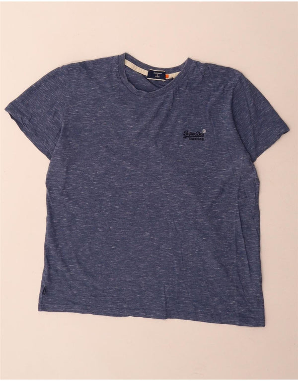 Superdry Mens T-Shirt Top Large Navy Blue Flecked Cotton