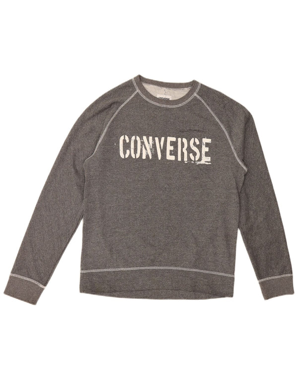 Converse Mens Graphic Sweatshirt Jumper Medium Grey Cotton