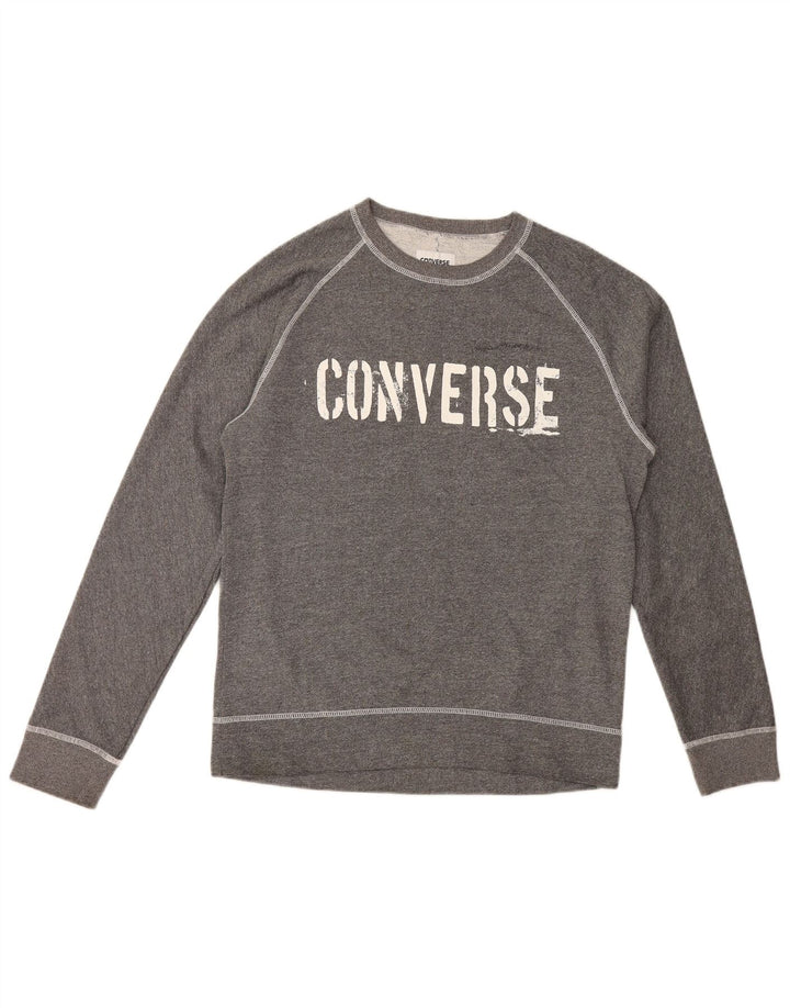 Converse Mens Graphic Sweatshirt Jumper Medium Grey Cotton