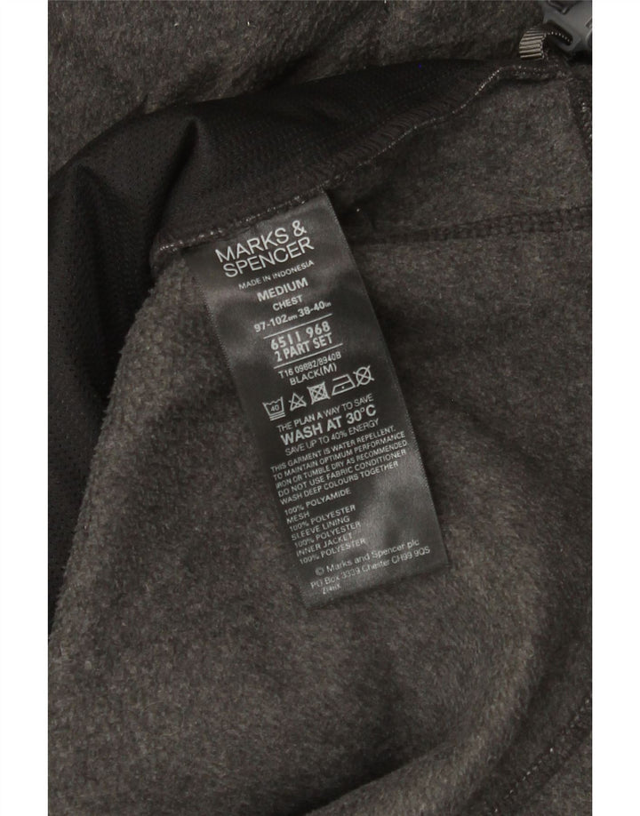 Marks & Spencer Mens Fleece Jacket UK 38 Medium Grey Polyamide