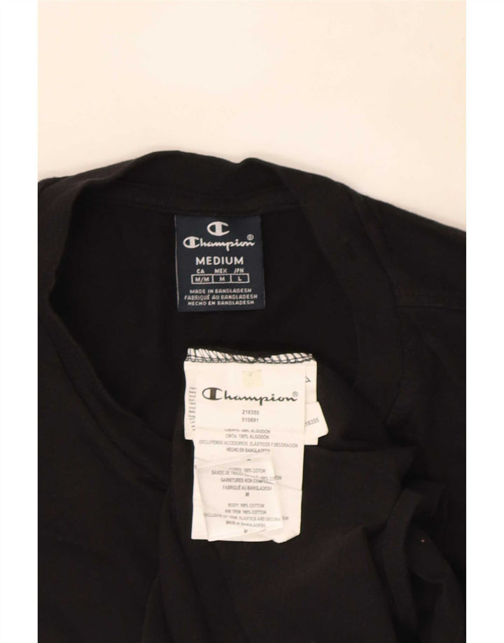Champion Mens Graphic T-Shirt Top Medium Black Cotton