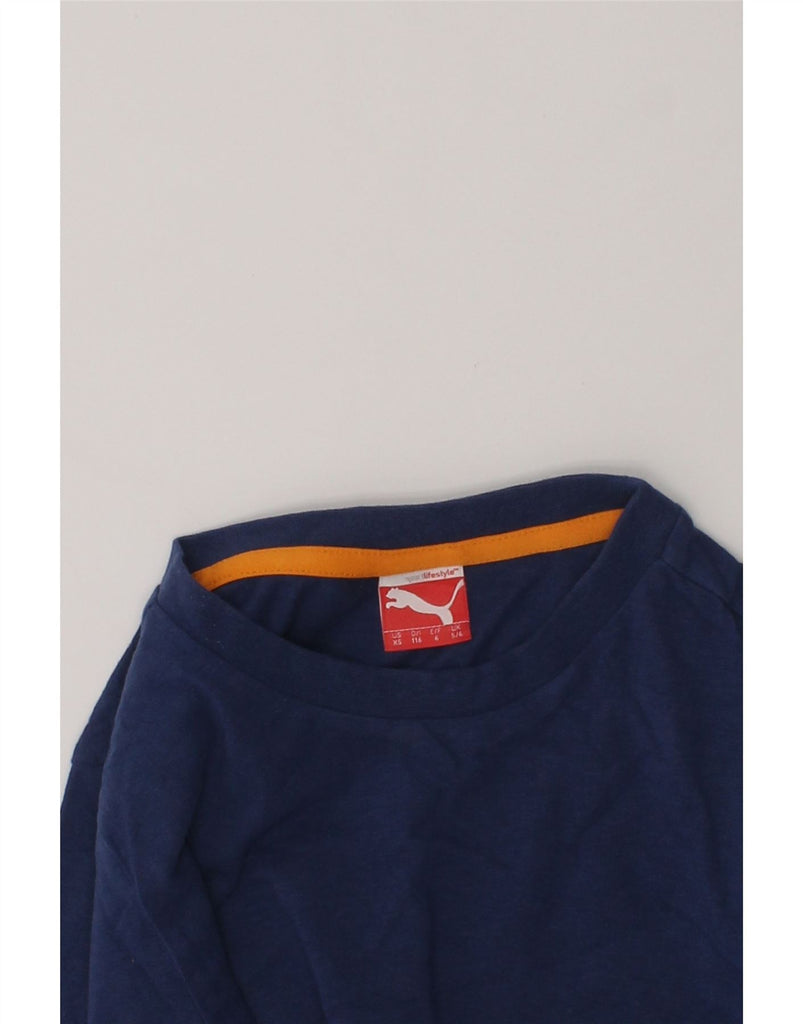 PUMA Boys Graphic Top Long Sleeve 5-6 Years Navy Blue Cotton | Vintage Puma | Thrift | Second-Hand Puma | Used Clothing | Messina Hembry 