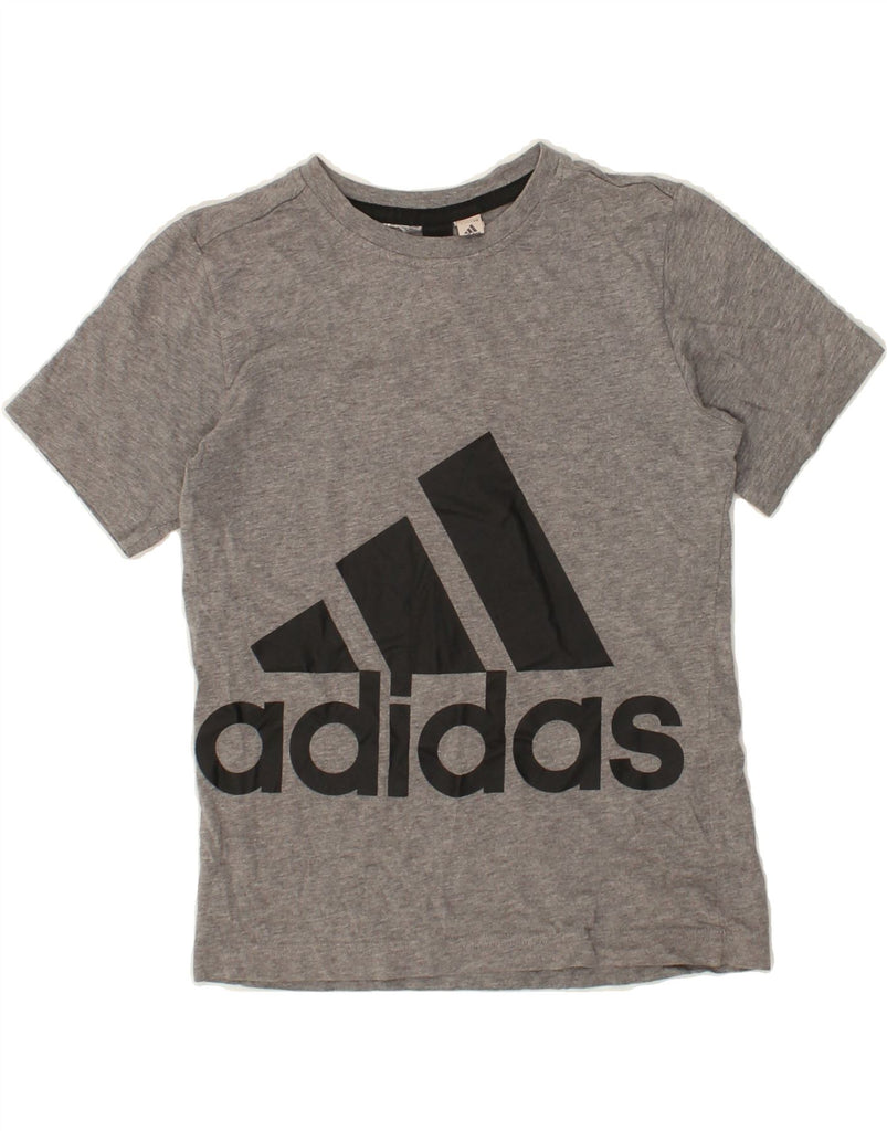 ADIDAS Boys Graphic T-Shirt Top 7-8 Years Grey Cotton | Vintage Adidas | Thrift | Second-Hand Adidas | Used Clothing | Messina Hembry 