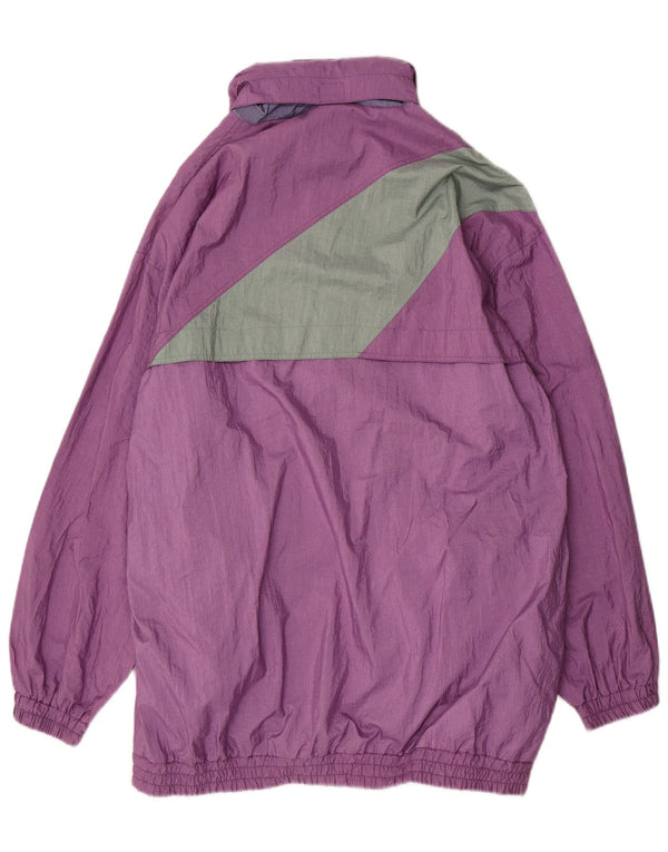 VINTAGE Mens Loose Fit Raincoat UK 38 Medium Purple Colourblock Polyamide