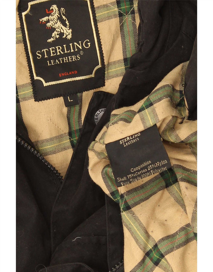 Sterling Mens Waxed Cotton Jacket UK 40 Large Black