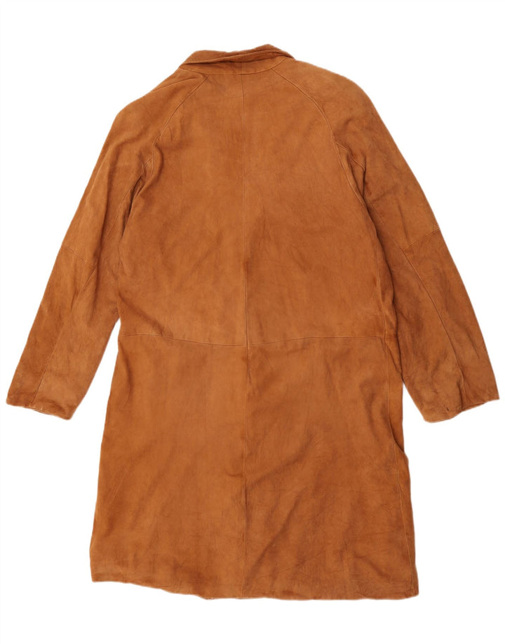 Vintage Womens Suede Overcoat IT 48 XL Brown