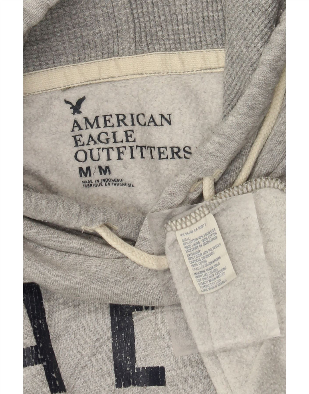 American Eagle Mens Graphic Hoodie Jumper Medium Grey Cotton