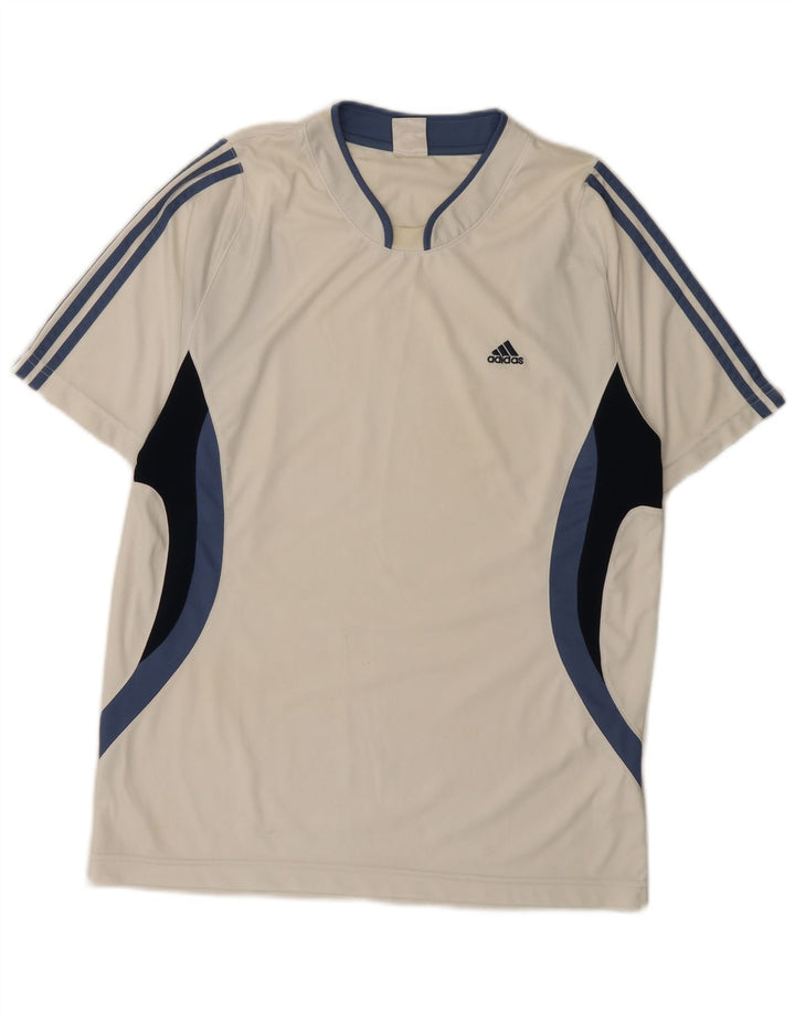 Adidas Mens T-Shirt Top XL White Colourblock Polyester