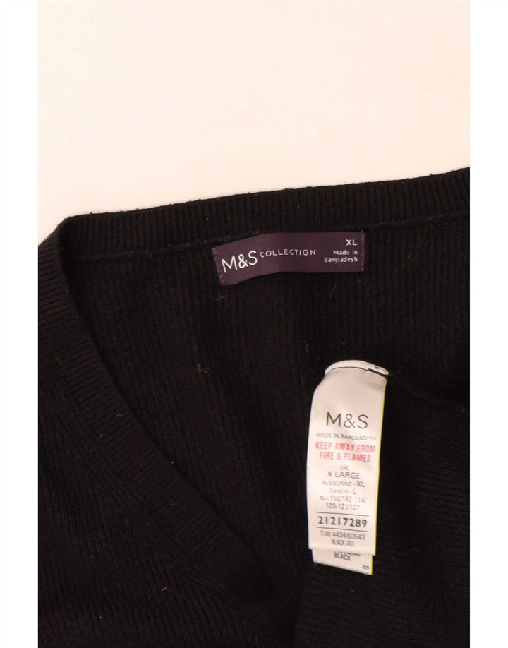 Marks & Spencer Womens Oversized V-Neck Jumper Sweater UK 18 XL Black