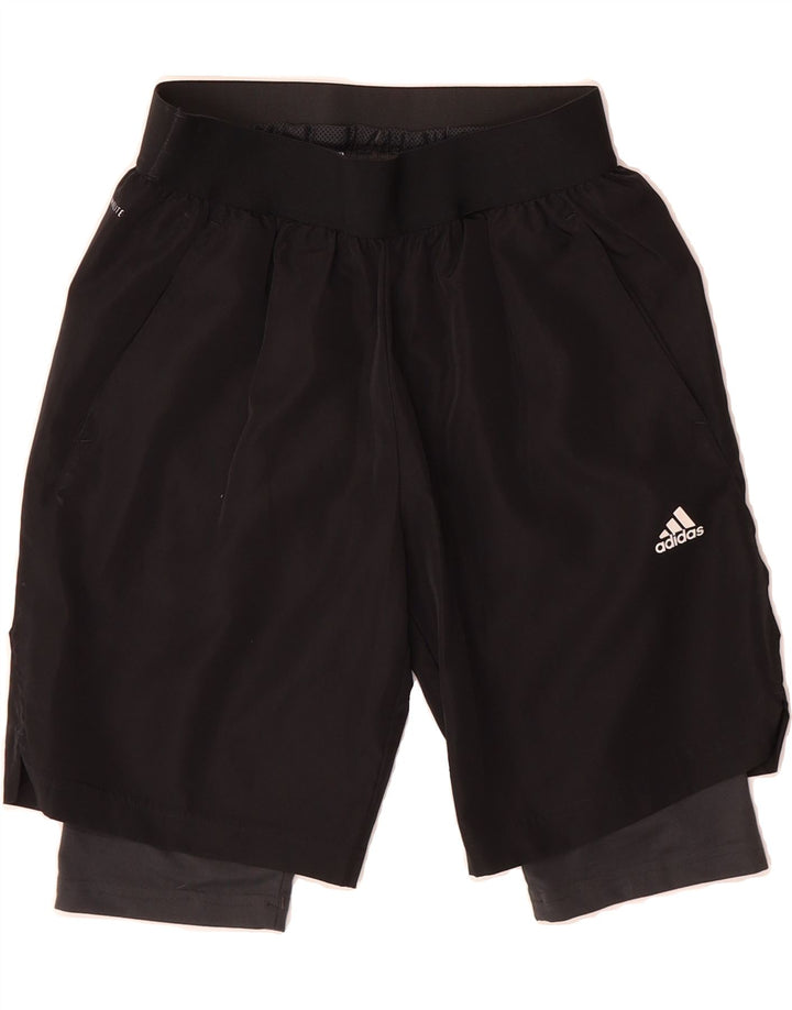 ADIDAS Boys Climalite Sport Shorts 11-12 Years Black Polyester Vintage Adidas and Second-Hand Adidas from Messina Hembry 