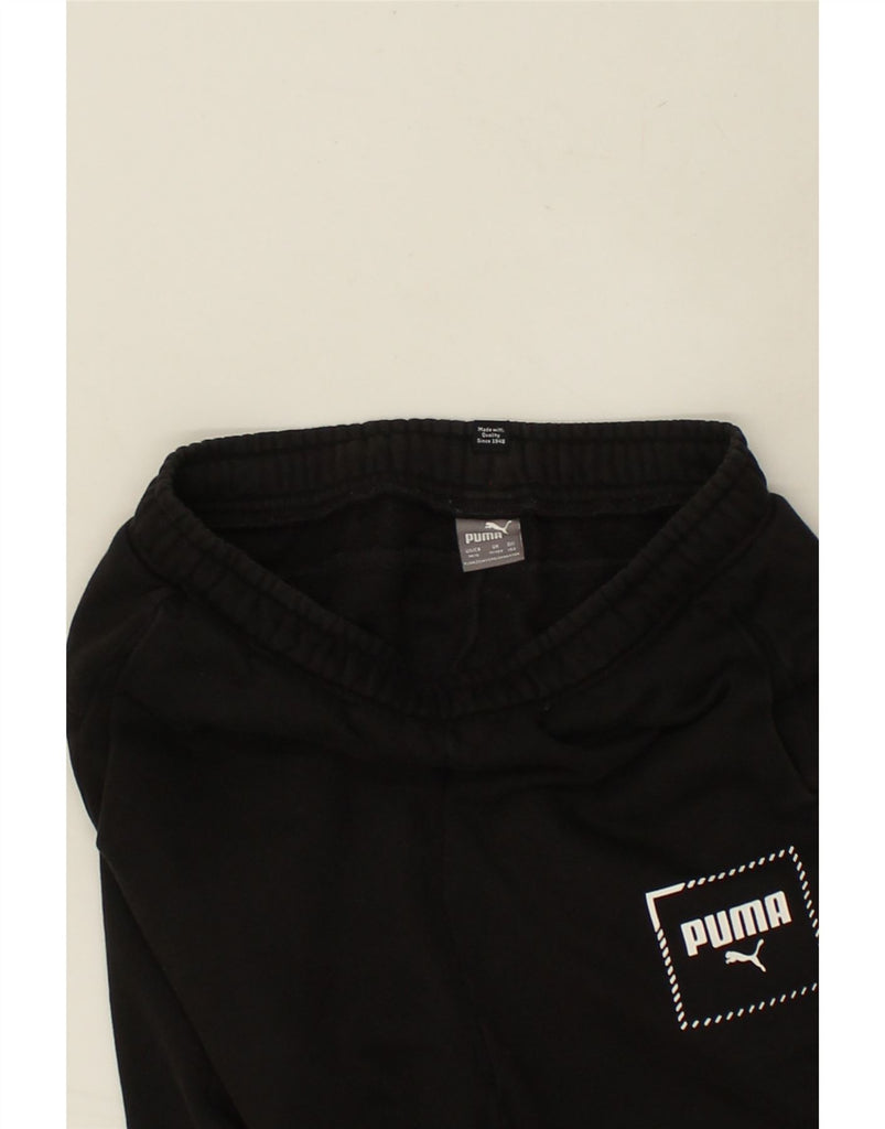 PUMA Boys Graphic Tracksuit Trousers Joggers 11-12 Years Black Cotton | Vintage Puma | Thrift | Second-Hand Puma | Used Clothing | Messina Hembry 