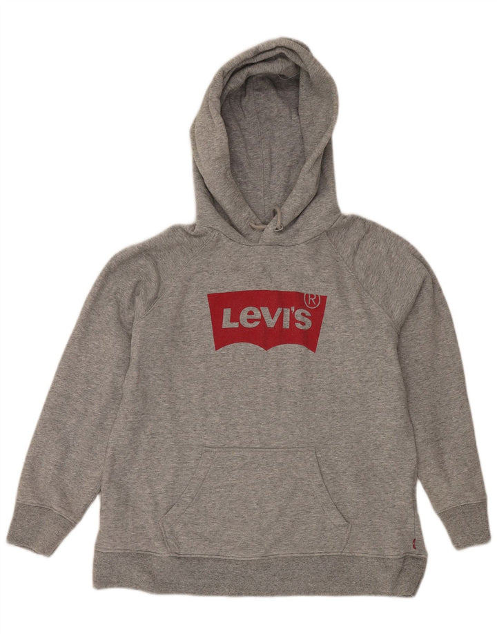 Levi's Mens Graphic Hoodie Jumper Medium Grey Flecked Cotton
