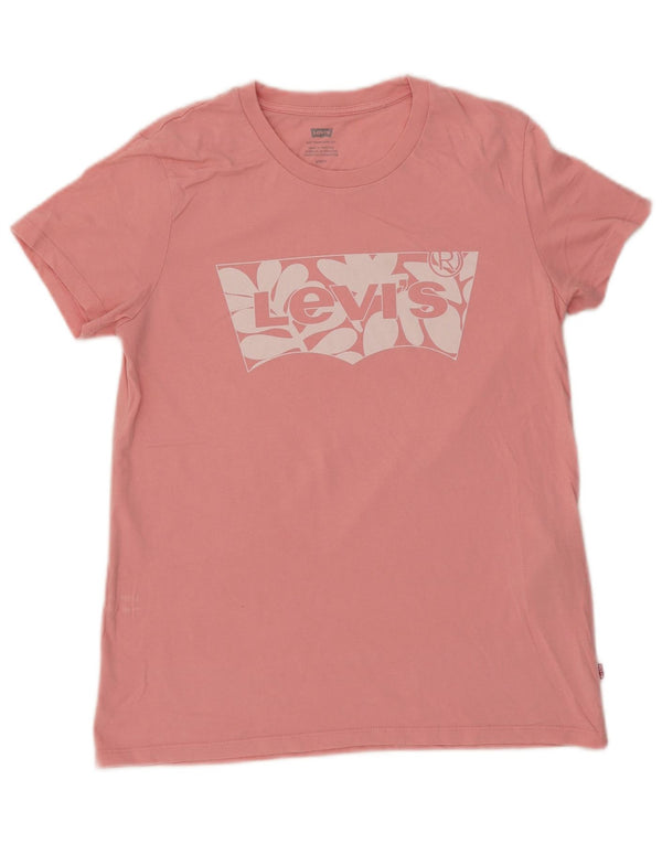 Levi's Womens Graphic T-Shirt Top UK 10 Small Pink Cotton