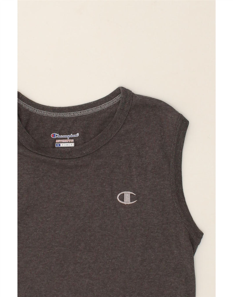 CHAMPION Womens Crop Vest Top UK 10 Small Grey Cotton | Vintage Champion | Thrift | Second-Hand Champion | Used Clothing | Messina Hembry 