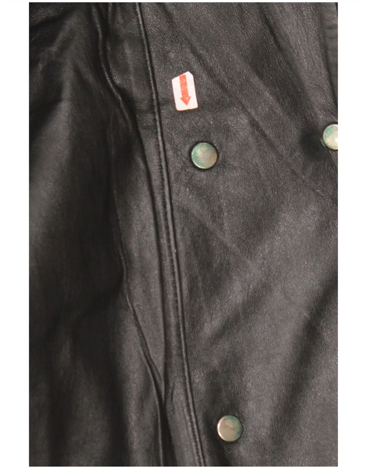 VINTAGE Womens Oversized Leather Jacket EU 42 Large Black Leather