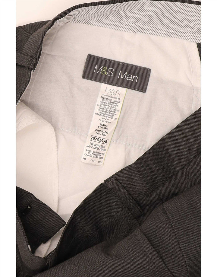 Marks & Spencer Mens Pegged Suit Trousers W32 L29 Grey Polyester