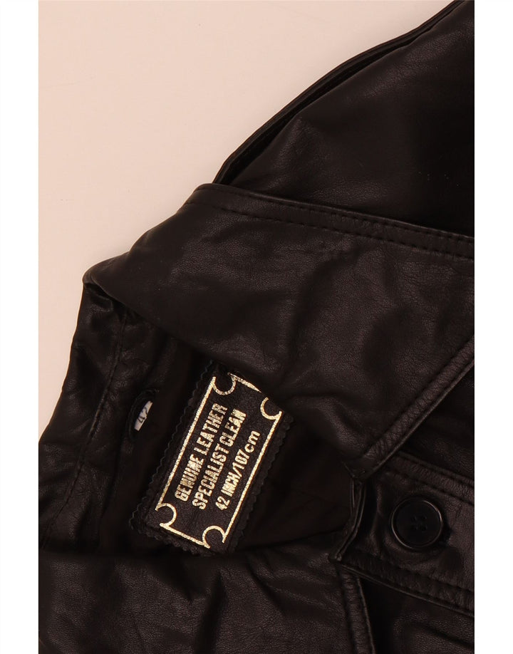 Vintage Womens Leather Jacket IT 42 Medium Black Leather