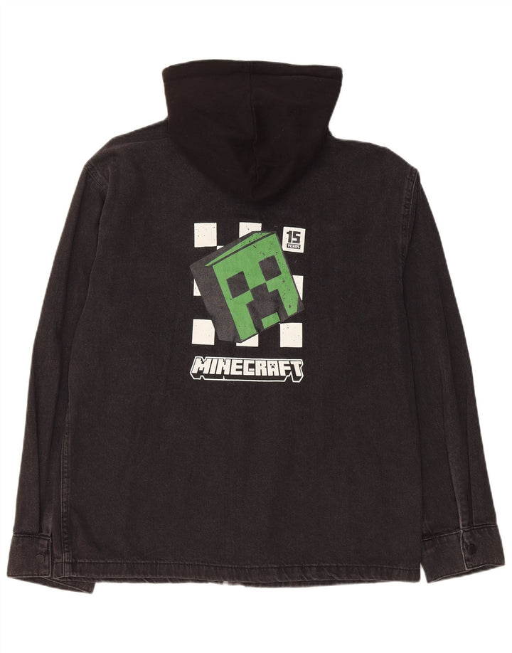 Zara Boys Graphic Hooded Denim Jacket 13-14 Years Black