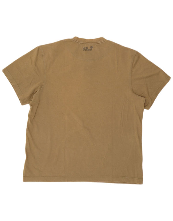 Jack Wolfskin Mens T-Shirt Top UK 46/48 2XL Khaki Cotton