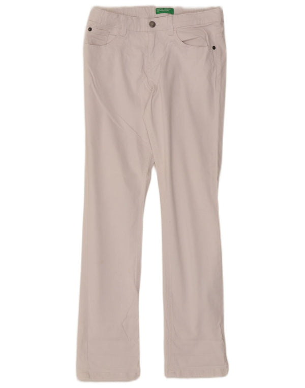 Benetton Girls Slim Jeans 11-12 Years 2XL W28 L29 White Cotton
