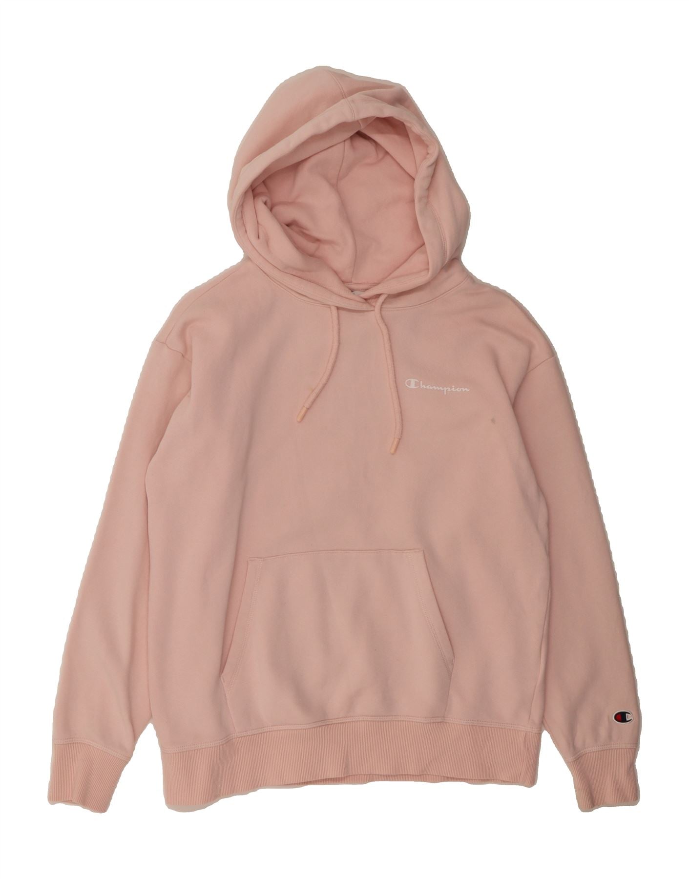 CHAMPION Womens Oversized Hoodie Jumper UK 10 Small Pink Cotton