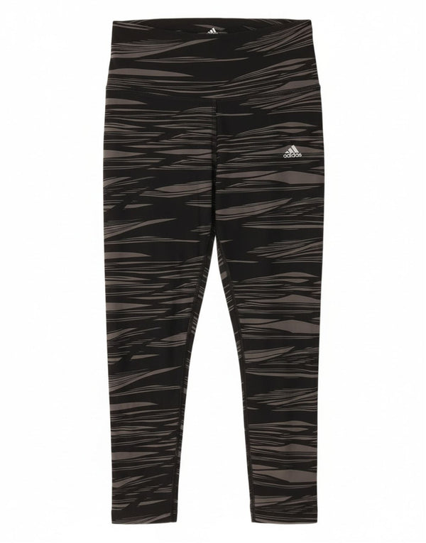 Adidas Womens Climalite Capri Leggings UK 12/14 Medium Black Striped