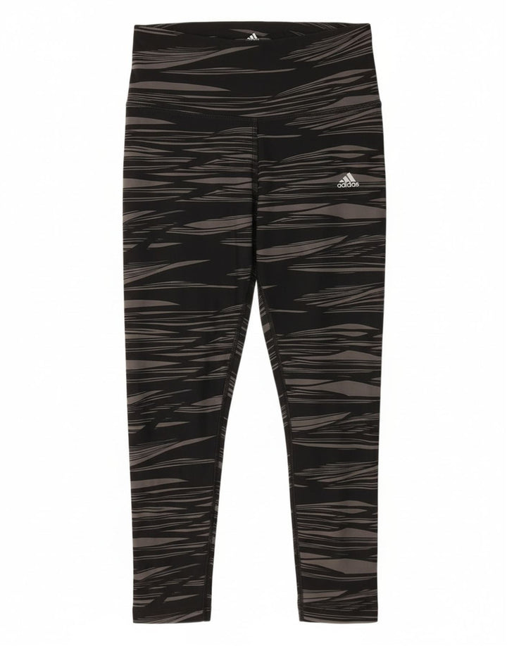 Adidas Womens Climalite Capri Leggings UK 12/14 Medium Black Striped