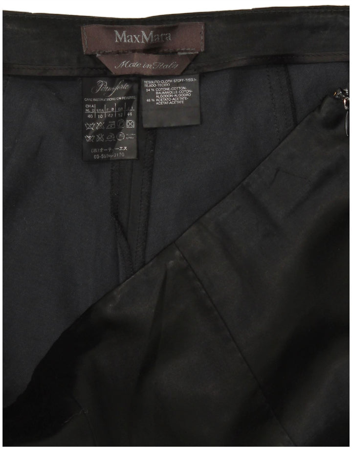 Max Mara Womens Cropped Trousers UK 12 Medium W30 L23 Black Cotton