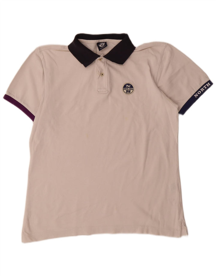 North Sails Mens Rugby Polo Shirt Medium White Cotton