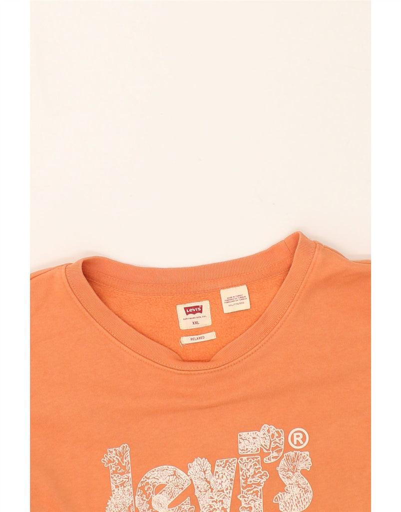 LEVI'S Womens Relaxed Fit Graphic Sweatshirt Jumper UK 20 2XL Orange | Vintage Levi's | Thrift | Second-Hand Levi's | Used Clothing | Messina Hembry 