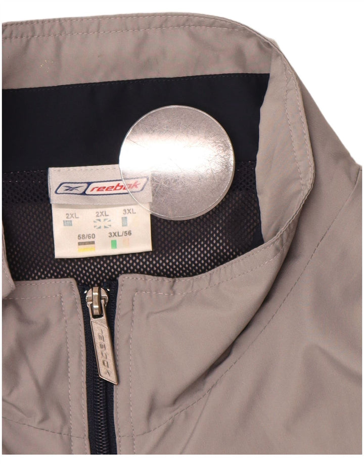 REEBOK Mens Tracksuit Top Jacket 2XL Grey Colourblock Polyester