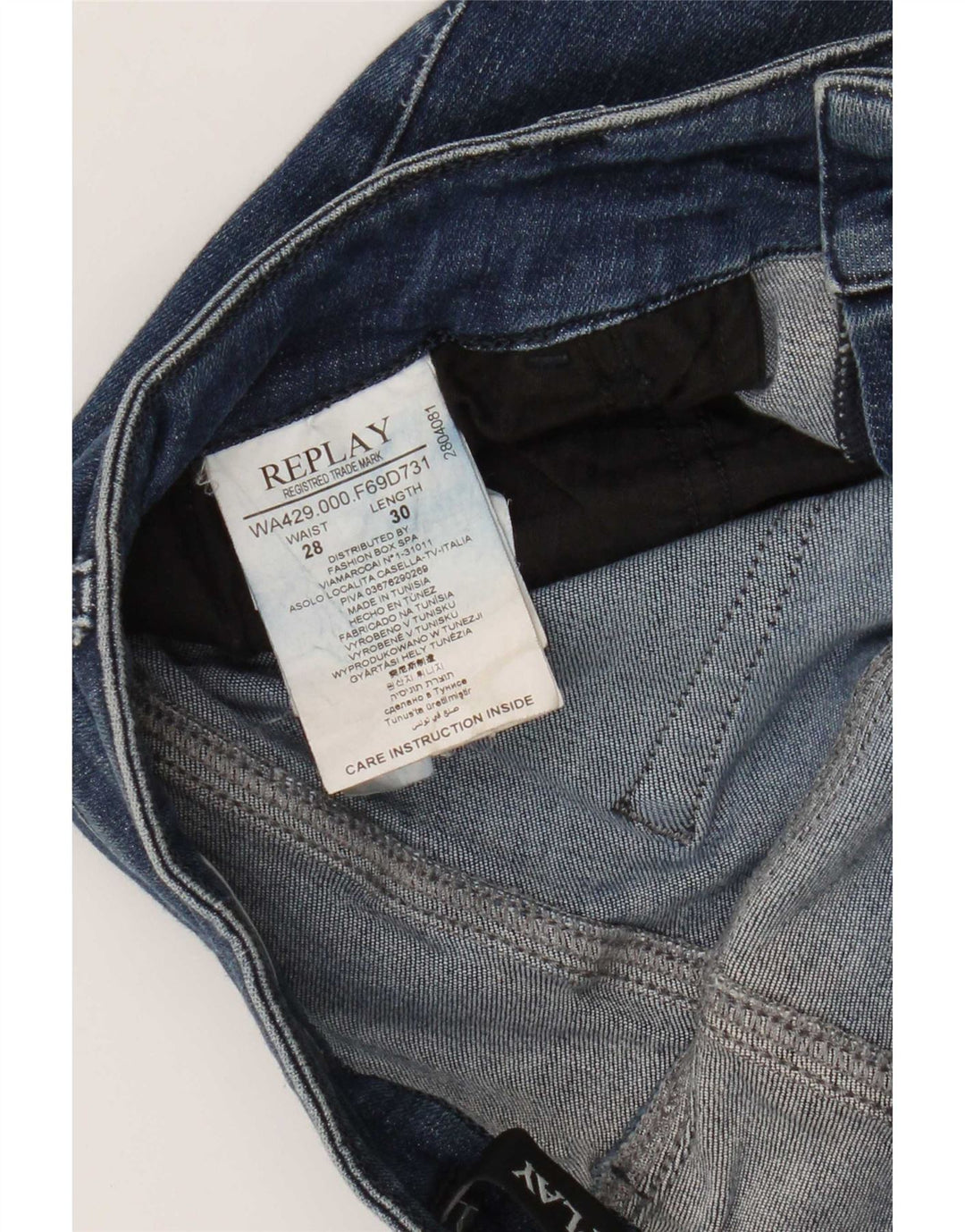 Replay Womens Slim Jeans W28 L30 Blue Cotton