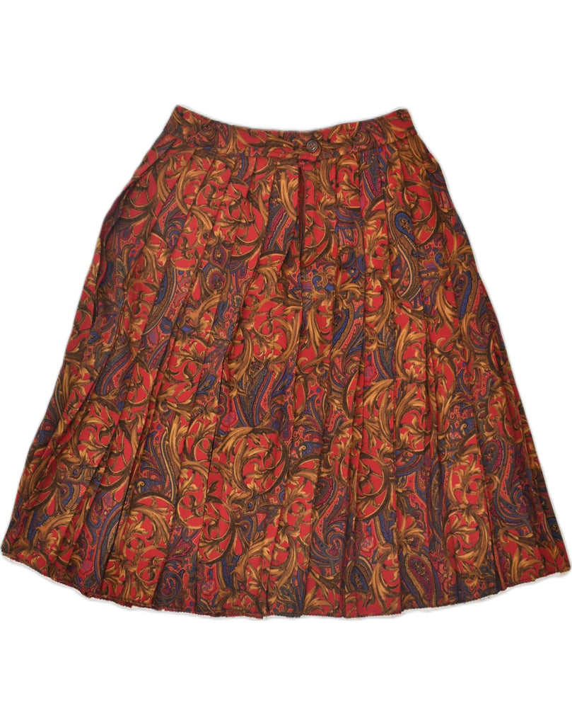 VINTAGE Womens Flared Skirt IT 42 Medium W26 Brown Paisley Wool | Vintage Vintage | Thrift | Second-Hand Vintage | Used Clothing | Messina Hembry 