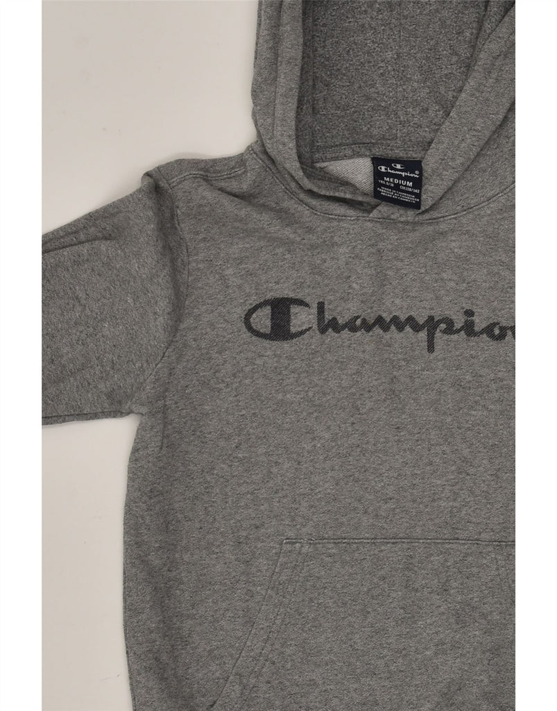 CHAMPION Boys Graphic Hoodie Jumper 9-10 Years Grey Cotton | Vintage Champion | Thrift | Second-Hand Champion | Used Clothing | Messina Hembry 