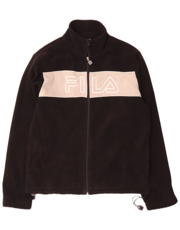 Fila Mens Graphic Fleece Jacket UK 38 Medium Black Colourblock