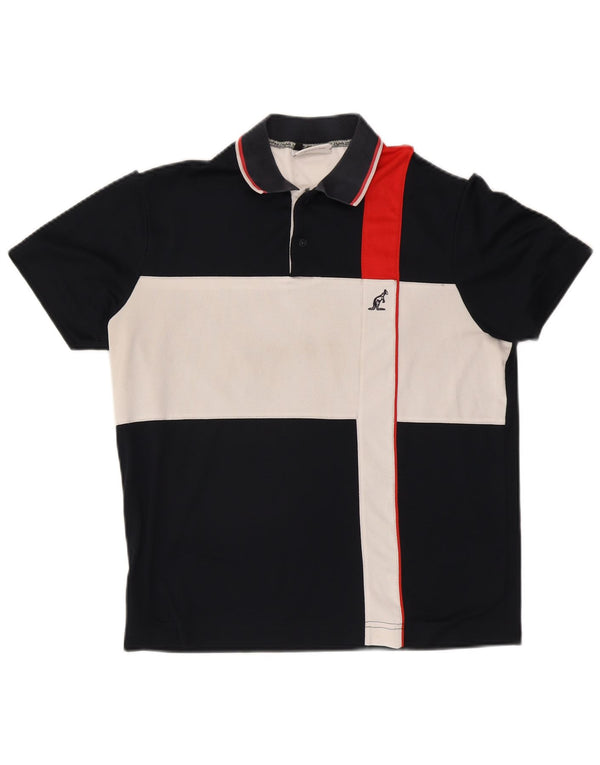 AUSTRALIAN L'ALPINA Mens Polo Shirt IT 50 Medium Navy Blue Colourblock
