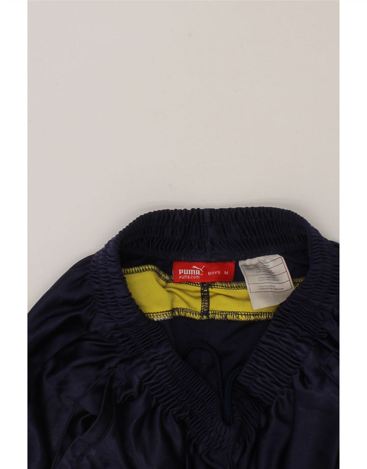 PUMA Boys Sport Shorts 9-10 Years Medium Navy Blue Colourblock Polyester Vintage Puma and Second-Hand Puma from Messina Hembry 