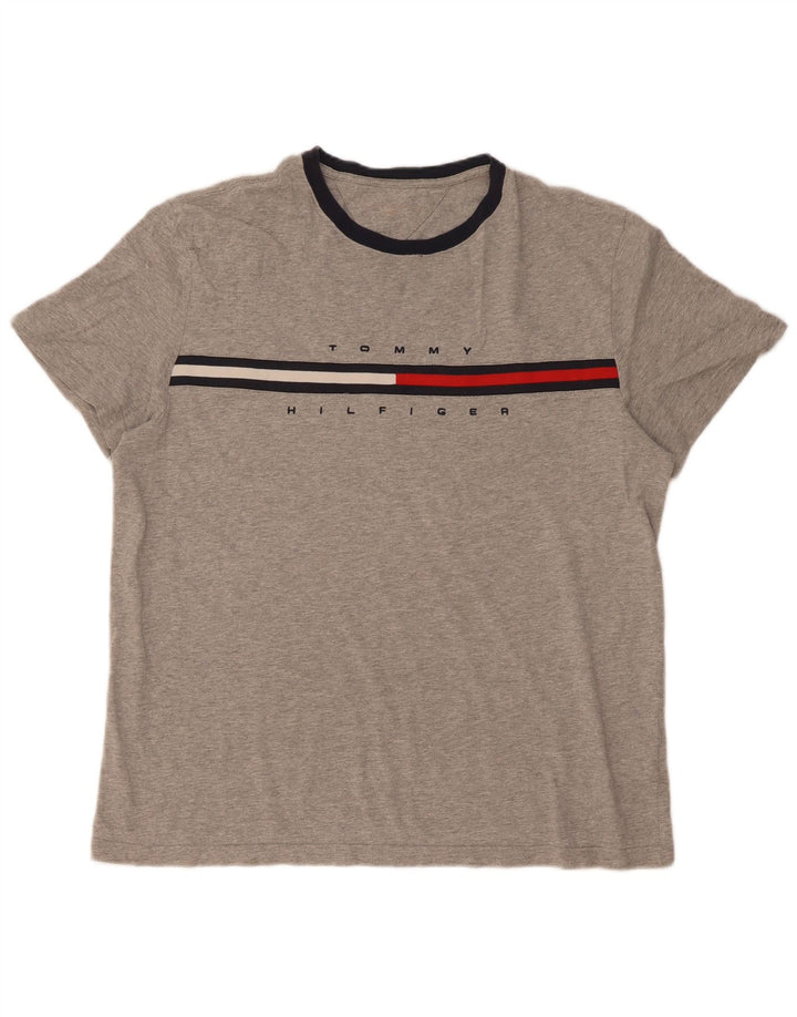 Tommy Hilfiger Mens Graphic T-Shirt Top Large Grey Cotton