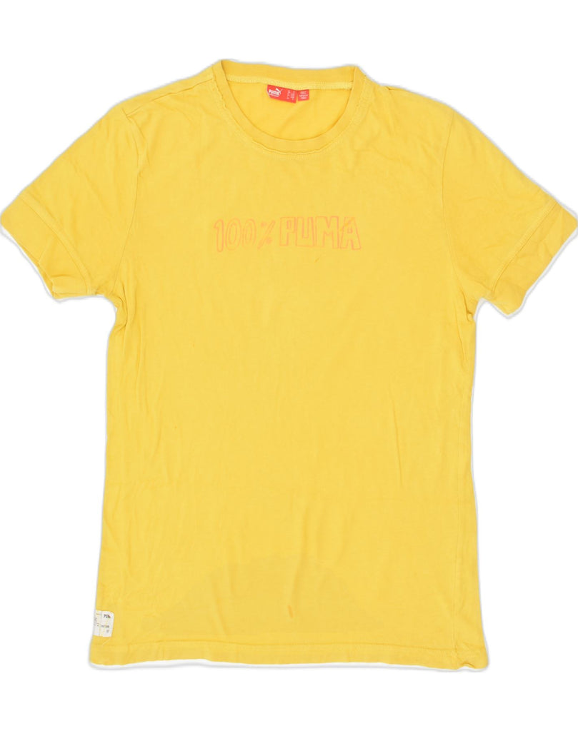 PUMA Mens Graphic T-Shirt Top Small Yellow Cotton | Vintage Puma | Thrift | Second-Hand Puma | Used Clothing | Messina Hembry 