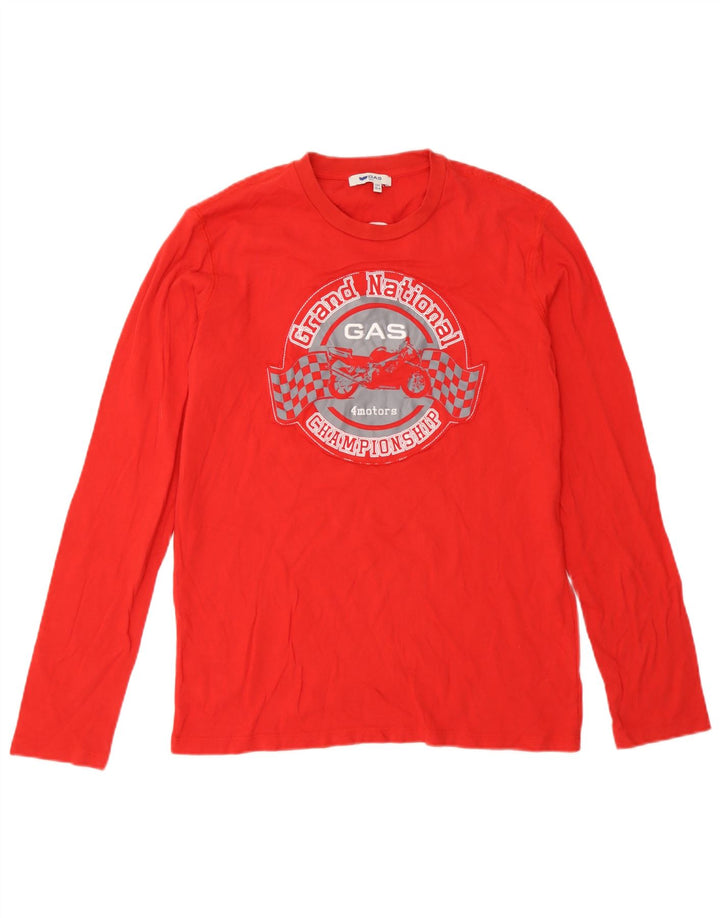 Gas Boys Graphic Top Long Sleeve 11-12 Years Red Cotton