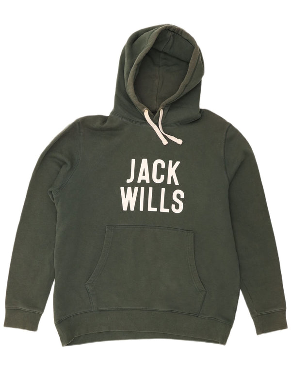 Jack Wills Mens Graphic Hoodie Jumper XL Green Cotton