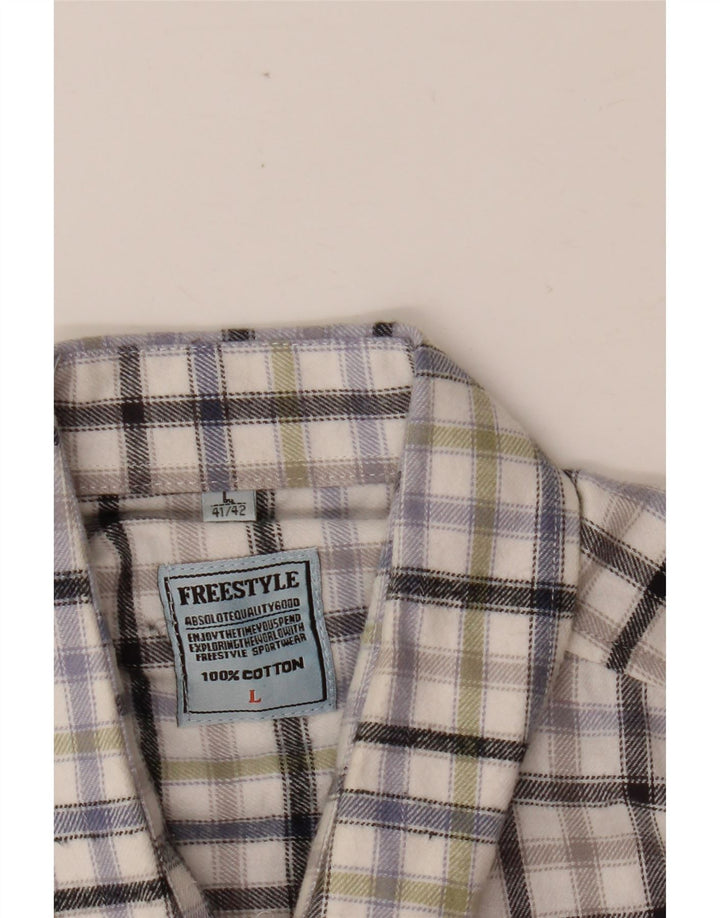 FREE STYLE Mens Flannel Shirt Size 41/42 Large Multicoloured Check Cotton