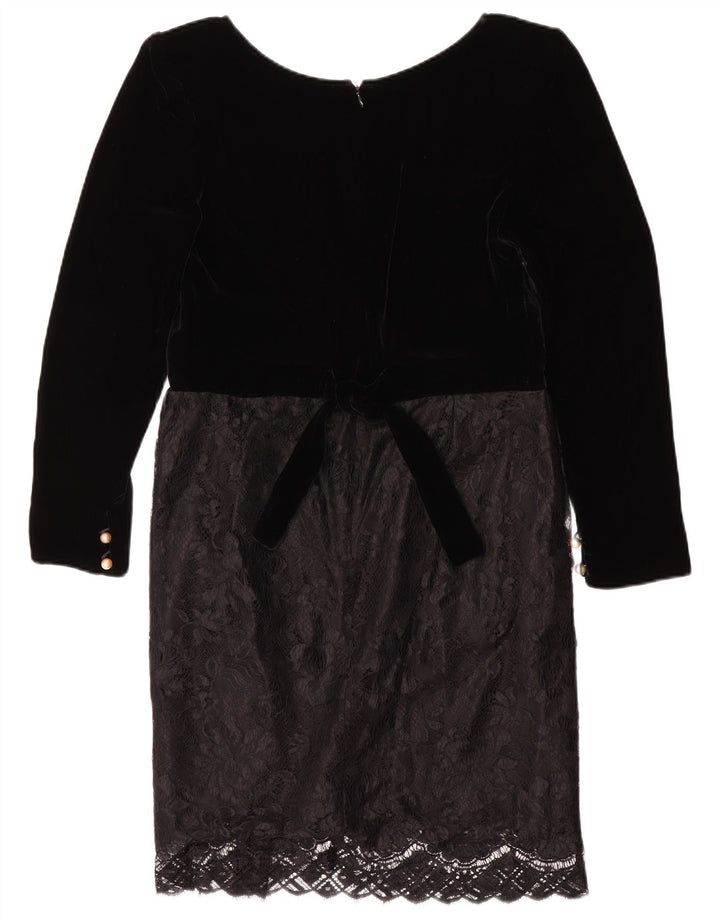Clara Della Giovanna Womens Long Sleeve Shift Dress IT 44 Medium Black