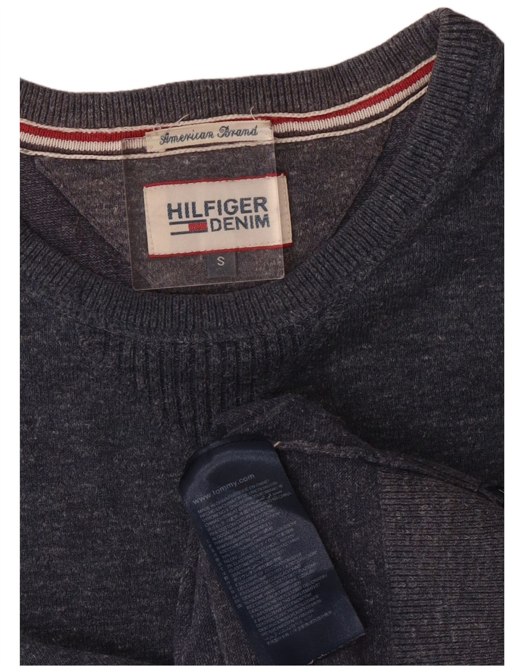 Tommy Hilfiger Mens Crew Neck Jumper Sweater Small Navy Blue Cotton