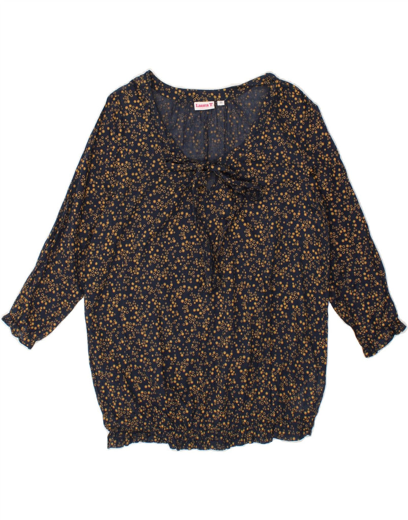 LAURA TORELLI Womens 3/4 Sleeve Blouse Top EU 36 Small Blue Spotted Cotton Vintage Laura Torelli and Second-Hand Laura Torelli from Messina Hembry 