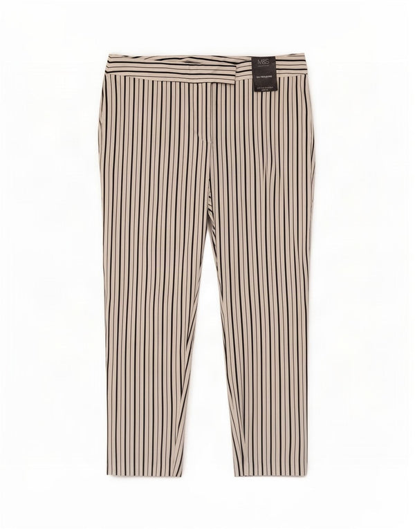 Marks & Spencer Womens Cropped Trousers UK 16 Large W34 L25 White Striped