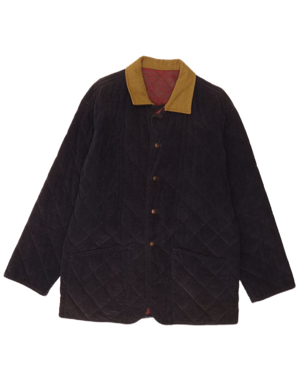 Via Ardigo Mens Quilted Corduroy Jacket IT 46 Small Navy Blue