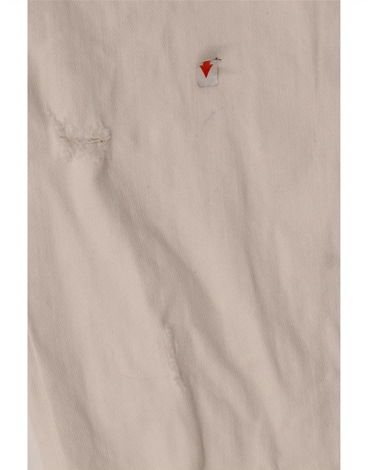 Zara Womens Distressed Cropped Jeans EU 42 Large W32 L24 White Cotton