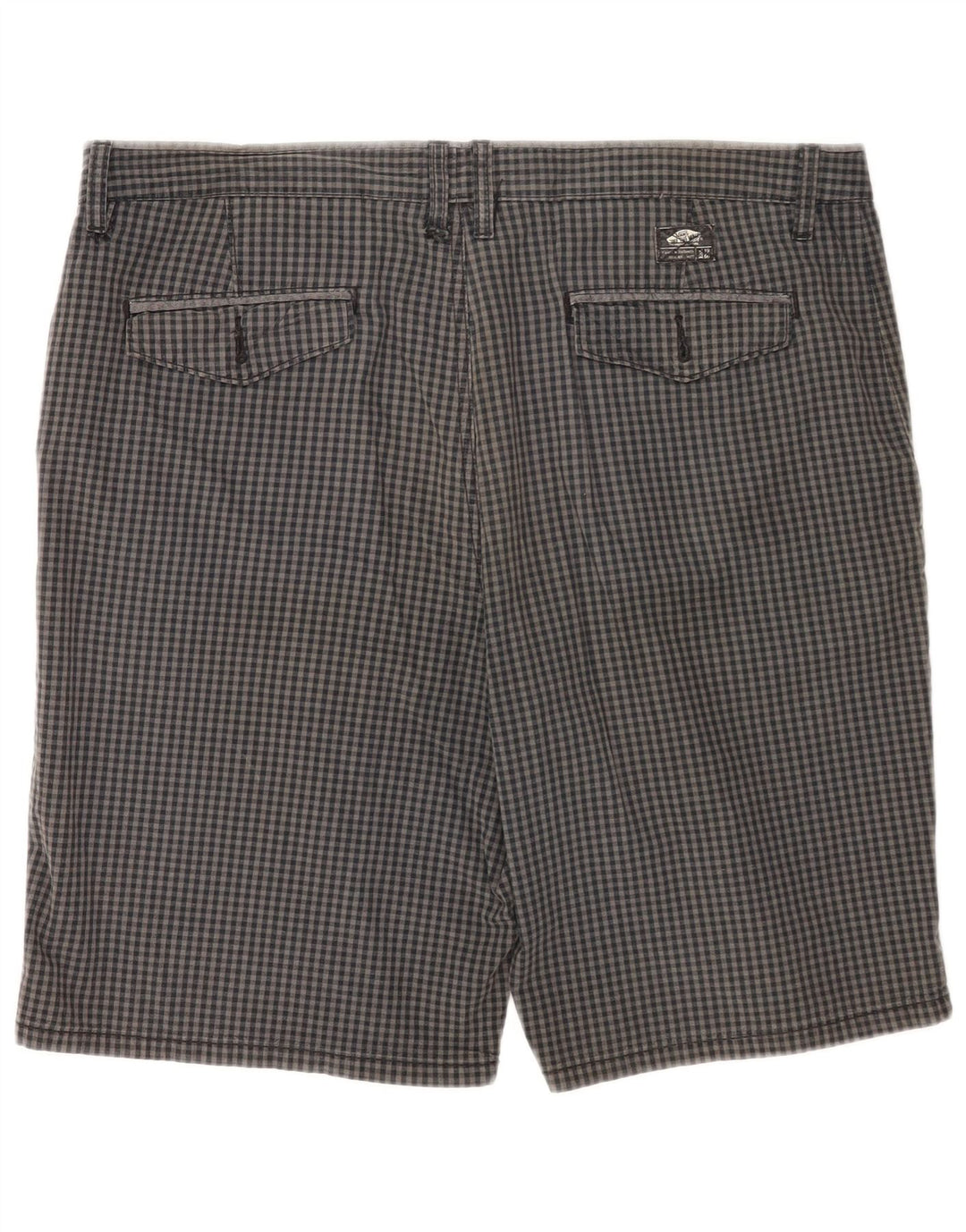 Vans Mens Chino Shorts W36 Large Grey Gingham Cotton
