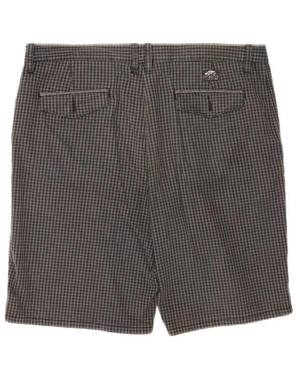 Vans Mens Chino Shorts W36 Large Grey Gingham Cotton